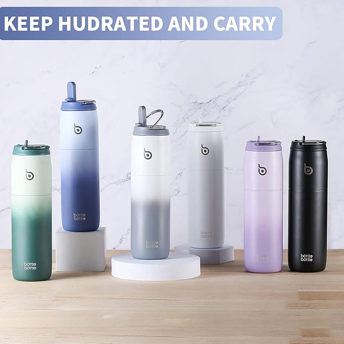 BOTTLE BOTTLE Stainless Steel Water Bottle with Straw and Lid, 32 oz Vacuum Insulated Flask Stay Cold for 24 Hrs Hot for 12 Hrs Leak-Proof Wide Mouth Sports Water Bottles for Men green