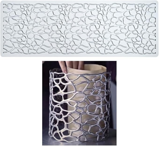 TUKE Hollow Out Irregular Pattern Lace Cake Border Cake Decorating Tool Fondant Mould Mat DIY Silicone Sugar Craft Cake Lace Mold (I_ Irregular)