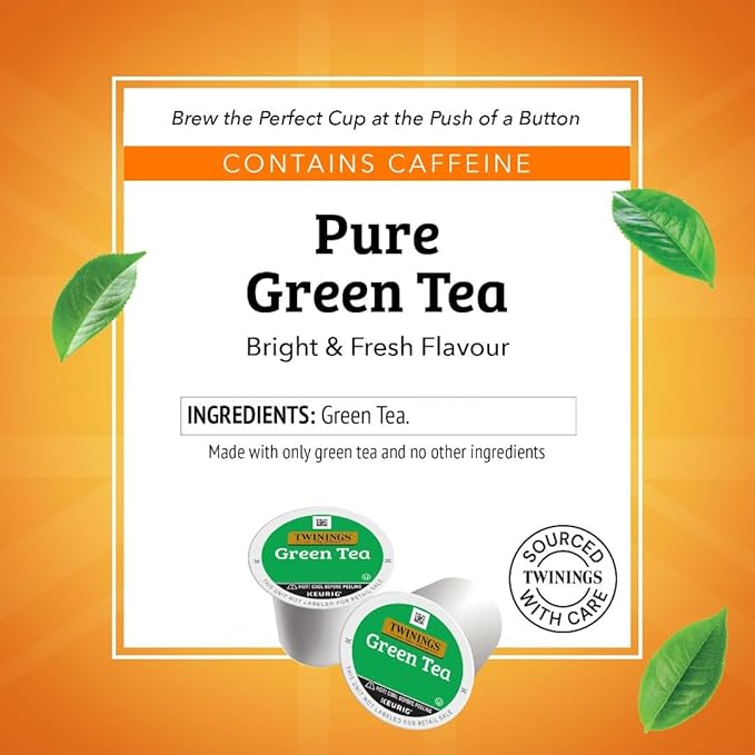 Twinings Green Tea 72 K-Cup Pods for Keurig, 12 Count (Pack of 6), Smooth Flavour, Enticing Aroma, Caffeinated, Enjoy Hot or Iced