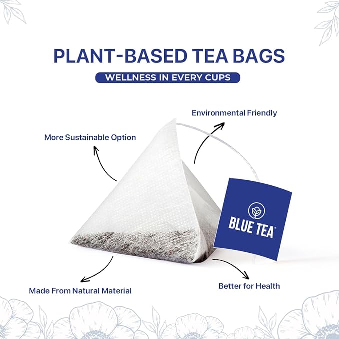BLUE TEA - Spearmint Tea - 30 Count - Pyramid Plant Based Tea Bag | PCOS RELIEF | Balances Hormones - Support Digestion | Refreshing Cool Minty Flavour - Herbal Tea - Leaf Based - Caffeine free | Ziplock Pouch