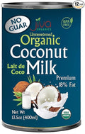 Organic Coconut Milk 13.5 Ounce (Pack of 12) - Unsweetened, Premium FULL 18% Fat, Vegan, Paleo, No Guar Gum, BPA Free, Keto Friendly by Jiva Organics