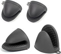 6 Pack Mini Oven Mitts Silicone Pot Holders Heat Resistan for Kitchen, Small Silicone Oven Gloves Kitchen Mittens Air Fryer Mitts Mini Hot Pot Pinch Grip for Baking & Grilling, Dark Grey