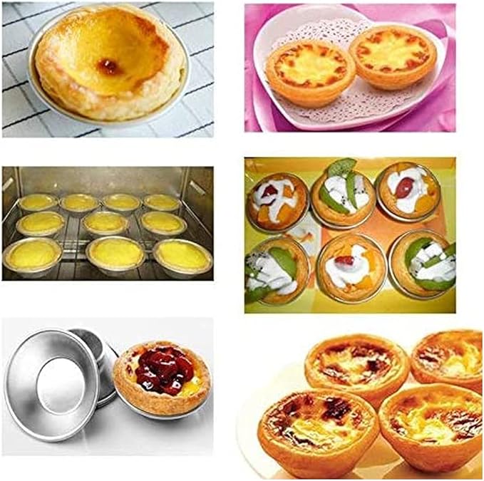 Egg Tart Molds Reusable, Non-Stick Mini Tart Pan Pie Tins Cupcake Cake Baking Cups,Aluminium/30 Pieces