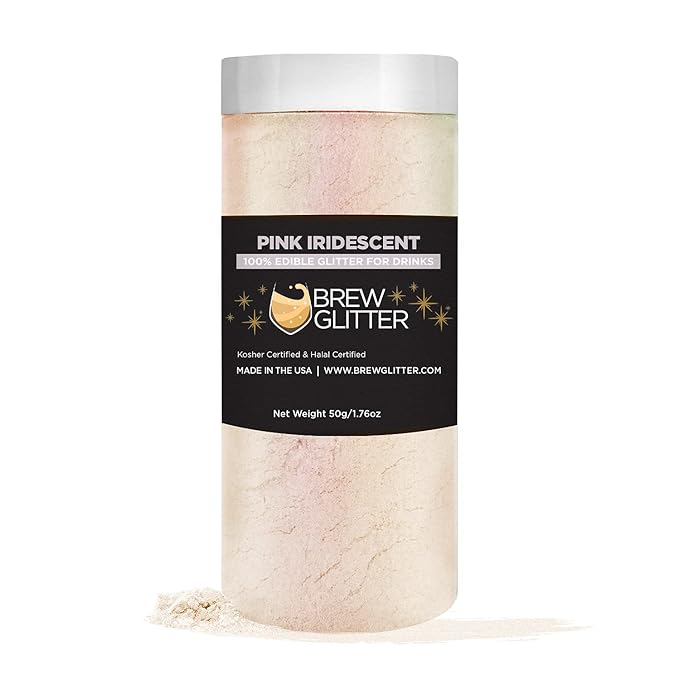 Brew Glitter - Pink Iridescent (50g 1x Jar) | Edible Glitter for Drinks, Cocktails, Beer, Garnish & Beverages
