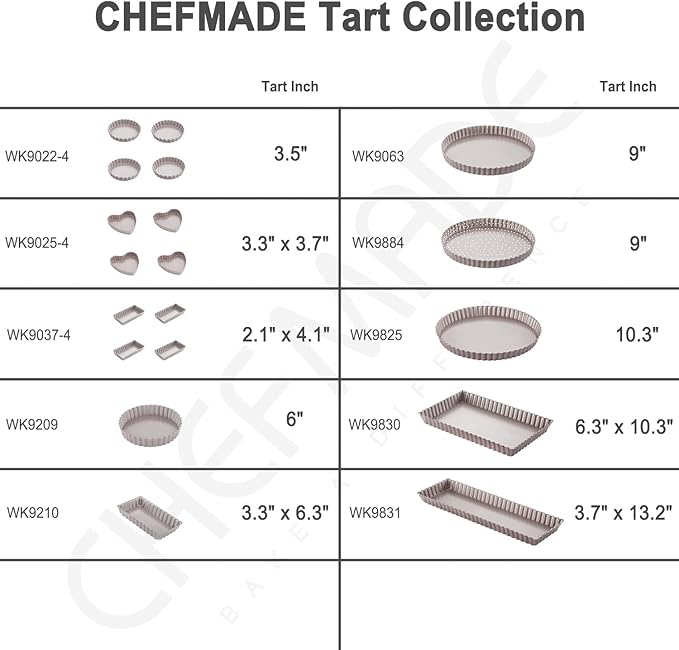 CHEFMADE Tart Pan, 7 Inch Non-Stick Quice Pan with Removable Loose Bottom for Oven Bake(Champagne Gold)