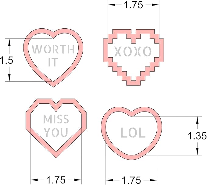 Mini Heart Conversation Cookie Cutter and Stencil Set Bundle Family Love Bakery Cutter Valentine Stencils DIY Bakery for Wedding Holiday and Lover Kids Painting Coloring Pages Comb (Mini Heart)