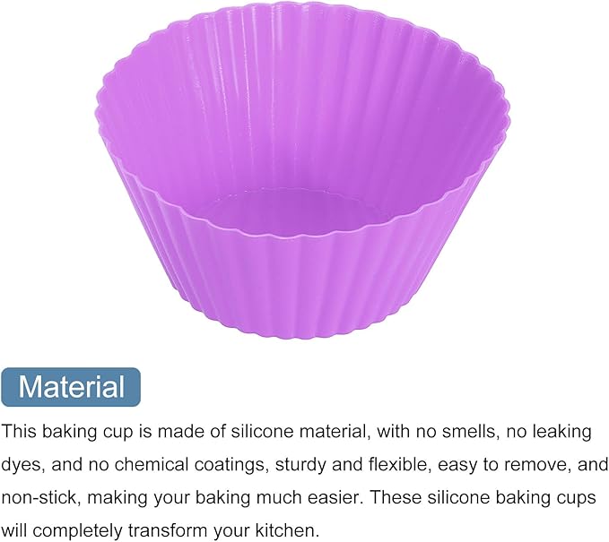 uxcell 18Pcs Silicone Cupcake Liners, Non-Stick Baking Cups, for Cooking Eggs, Baking Muffins and Make a Cake(Purple)
