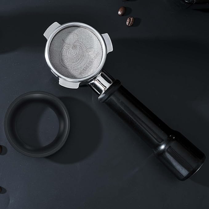 58mm Espresso Dosing Funnel & 58.5mm Puck Screen,PUSEE Coffee Dosing Ring Aluminum Metal,Reusable 1.7mm Thickness 150μm Espresso Puck Screen 316 Stainless Steel Fits 58mm Portafilter