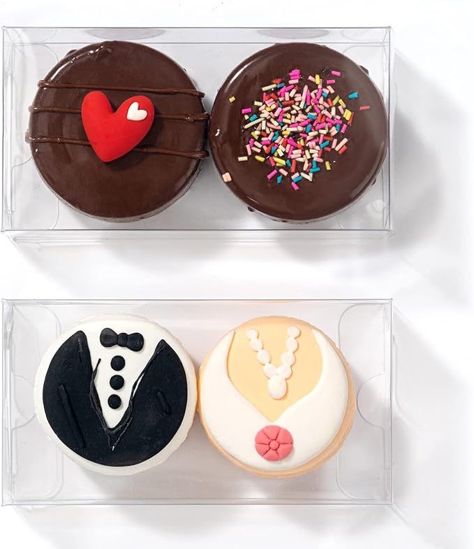 RomanticBaking 50 PCS 4.17" x 2.16" x 1.37" Macaron Boxes for 2 Mini Treat Boxes for Chocolate Covered Orec, Chocolate Truffle,Browines &Pastry Candy Boxes