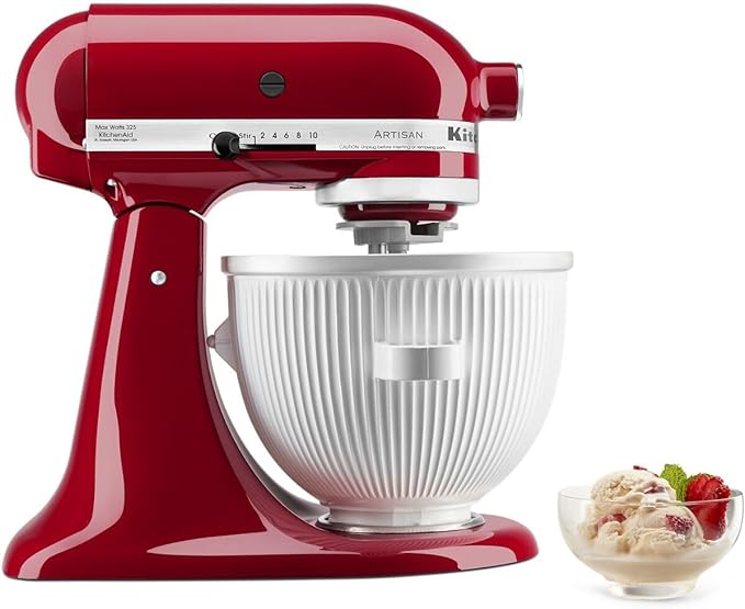 KitchenAid Ice Cream Maker Attachment Stand Mixer, 2 Quart, White