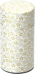 Japanese Pokkan Coffee Spice Tea Tin Canister Washi Paper Storage with Lid 7.05 oz Capacity (Kenran Hana)