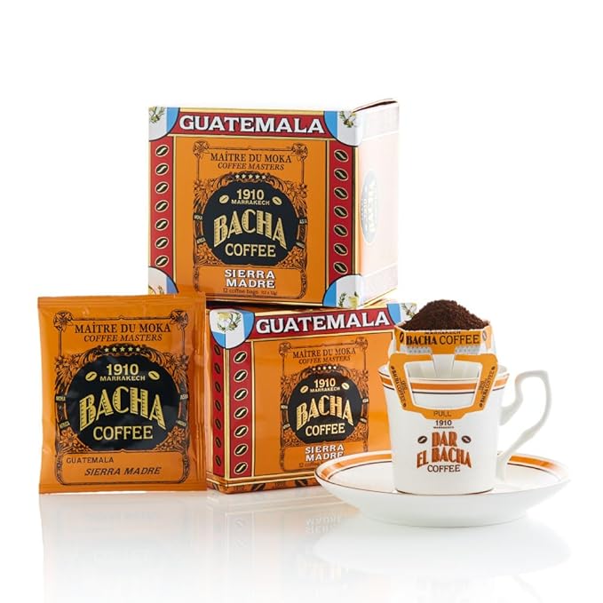 Bacha Coffee | Sierra Madre Guatemala Single Origin, Medium Roast, 100% Arabica Specialty Coffee, 12 Coffee Drip Bags, Gift Box
