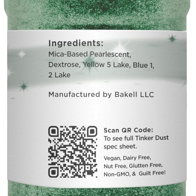 BAKELL Christmas Green Edible Glitter, 45 Grams | TINKER DUST Edible Glitter | KOSHER Certified | 100% Edible Glitter | Cakes, Cupcakes, Cake Pops, Drinks, Dessert Vegan Glitter & Dusts (45g Shaker, Christmas Green)