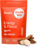 Neuro Energy & Focus Gum - 40mg Natural Caffeine Gum & Nootropic Energy Supplement with L-Theanine & B Vitamins - Sugar Free, Vegan - Cinnamon, 90ct