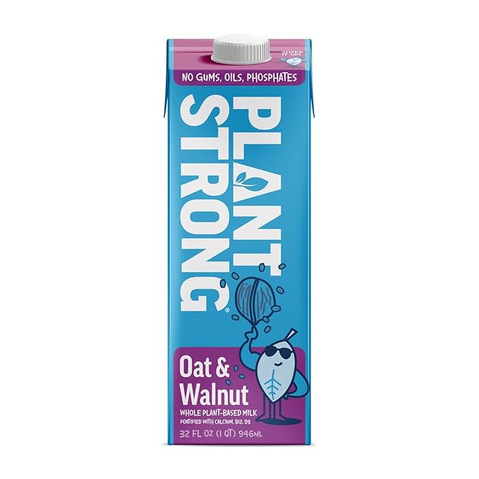 PLANTSTRONG Oat & Walnut Milk 32oz - NON-GMO - Plant Based, Vegan - Gluten Free Dairy Free - Shelf Stable - Lactose Free Milk - No Gums or Oils
