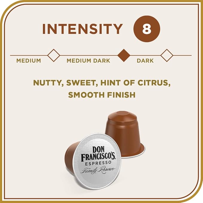 Don Francisco's Old Havana Espresso Pods: 40 Recyclable Aluminum Capsules, Intensity 8 Medium Dark Roast, Nespresso Original Line Compatible - Bold Cuban-Style coffee with Nutty Notes