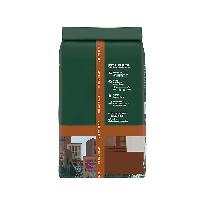 Starbucks Whole Bean Coffee, Medium Roast Coffee, Pike Place Roast, 100% Arabica, 6 bags (18 oz each)