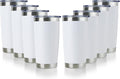DOMICARE 20oz Stainless Steel Tumbler Bulk with Lid, Double Wall Vacuum Insulated Travel Mug, Powder Coated Coffee Cup, Powder White, 8 Pack