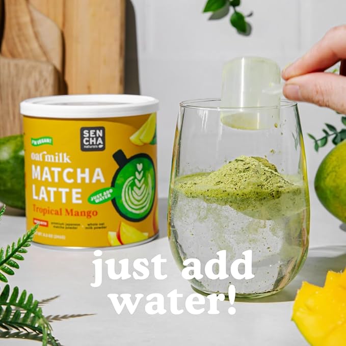 Sencha Naturals Oat Milk Matcha Latte Mix, Blueberry, 8.5 oz | Vegan, Dairy Free, Gluten Free Instant Latte Powder for Smoothies & Lattes | Premium Japanese Matcha Green Tea