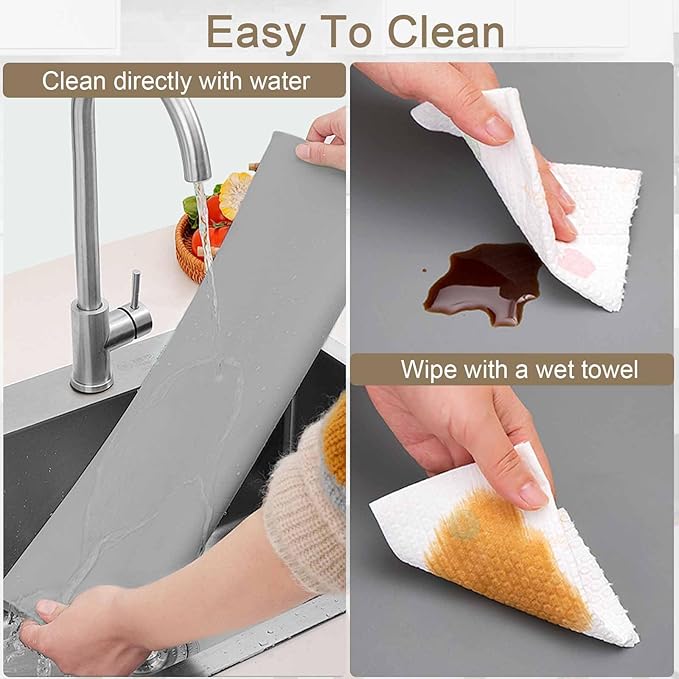 35.4"x23.6"(90cmx60cm) Large Silicone Mat for Kitchen Counter, Non-Slip Heat Resistant Countertop Protector, Waterproof Multipurpose Mat for Kitchen Island, Black