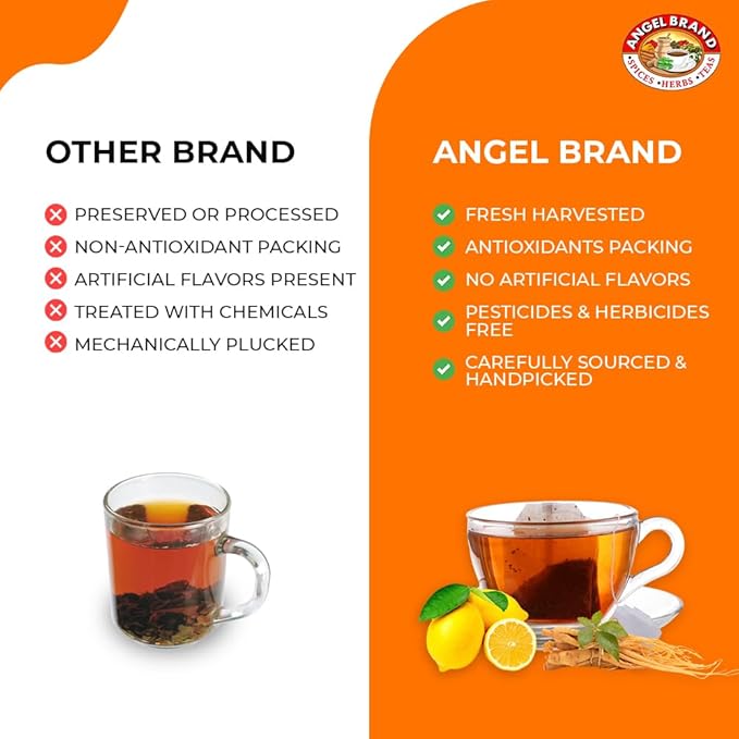 Angel Brand Green Tea with Ginseng Tea Bags 25 – Pack of 3 – Energizing & Antioxidant-Rich Herbal Blend & Ginseng Root - Balanced Flavor & Rich Nutrients With Health Benefits