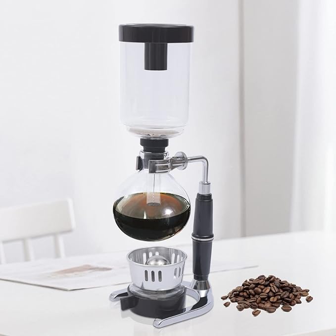 Siphon Syphon Coffee Maker Tabletop Glass Siphon Pot Syphon Coffee Maker Siphon Vacuum Coffee Maker Black (3 Cups(360ml))