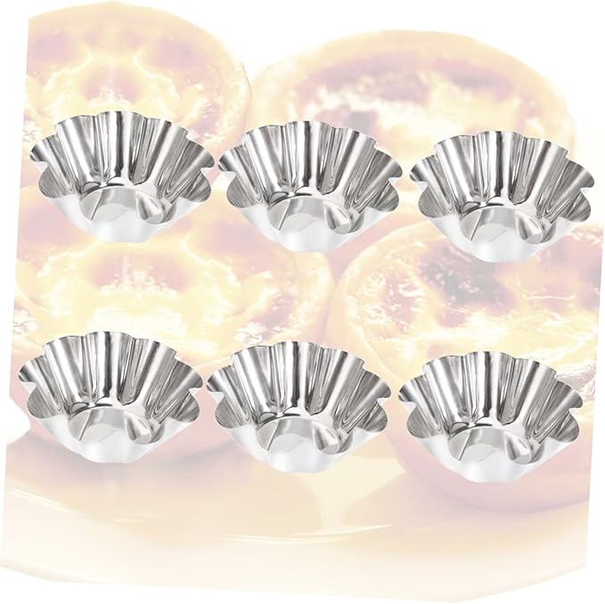 Mikinona 12pcs Non- Stick Tart Pans Tart Mould Egg Tart Molds Stainless Steel Tart Baking Mold Oven Pans Nonstick Bakeware Cupcake Wrapper Egg Tart Baking Cups Tart Tin Mini Non Stick Pan