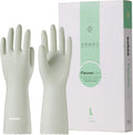 LANON 3 Pairs wahoo Skin-Friendly Cleaning Gloves, Dishwashing Kitchen Gloves with Cotton Flocked Liner, Reusable, Non-Slip, Canary Green, Medium