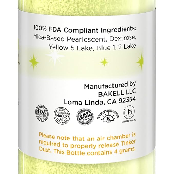 Bakell - Neon Green Tinker Dust (4g, 1x Mini Spray Pump) Edible Glitter for Food, Desserts, and Beverages!