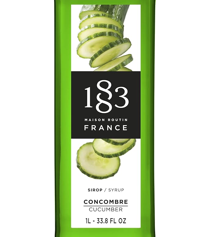 1883 Cucumber Syrup for Drinks, Made in France, 1 Liter Glass Bottle
