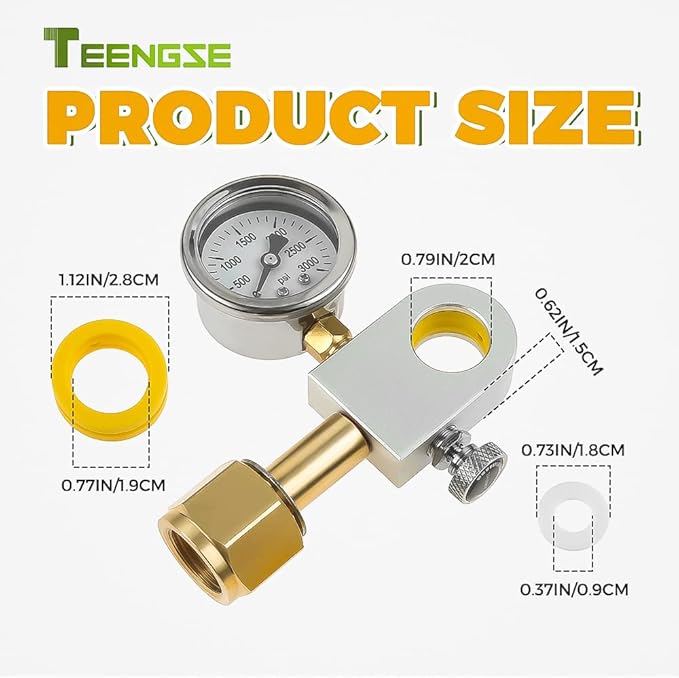 CO2 Refilling Adapter with Pressure Gauge, TEENGSE Silver Soda Exchange Carbonator Refill Quick Adapter Compatible with DUO Terra Art Soda Machine