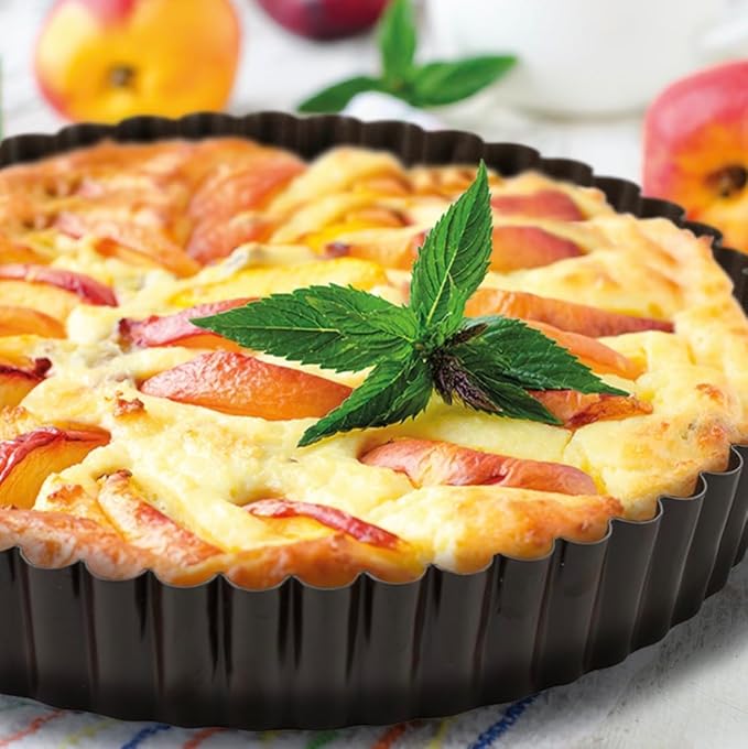 Paderno World Cuisine 11.875 Inch Fluted Non-Stick Tart Pan with Removable Bottom