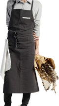 Adjustable Japan Nordic Style Soft Cotton Linen Apron with Four Pockets A Towel
