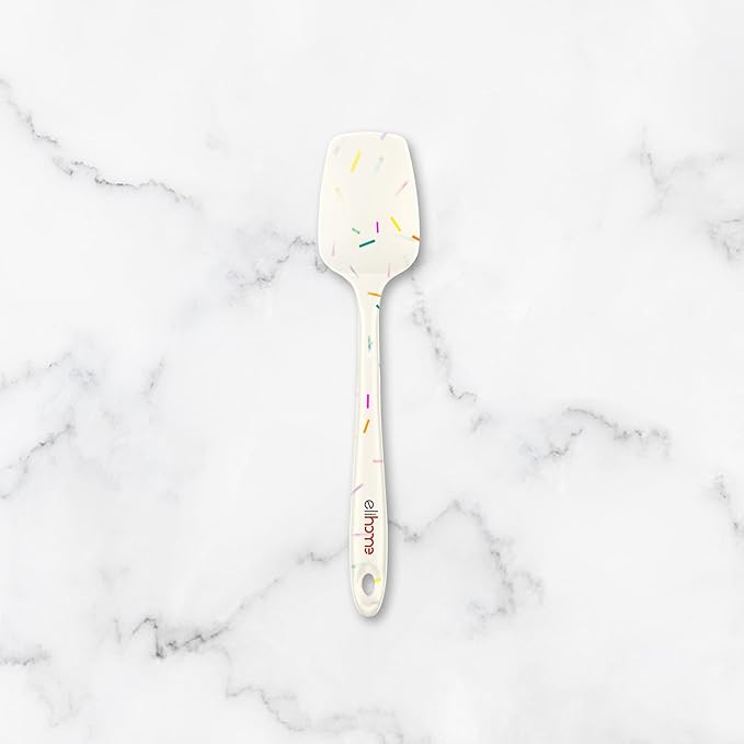 Elihome Mini Silicone Spoonula - Non-Stick Heat Resistant Silicone Scraper Spatula for Mixing, Serving, Scraping, Stirring, and More, 8.75 Inch, Sprinkles