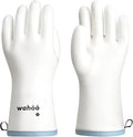 wahoo Professional Liquid Silicone Oven Mitts Gloves, Heat Resistant Gloves for Cooking, Baking, CoralAir Liner, 12 Inch, White, Medium