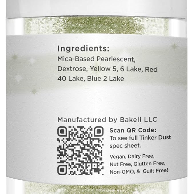 Bakell - Tinker Dust Soft Olive Green Edible Glitter for Cakes, Cupcakes, Cake Pops, Drinks, Dessert Vegan Glitter & Dusts (25g, Soft Olive Green)