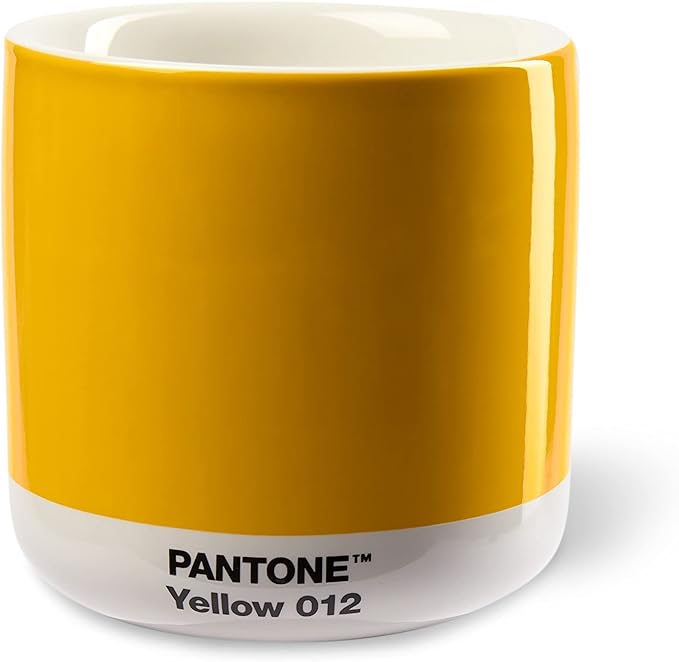 Copenhagen Design Pantone Latte Cup - Double Wall Thermo - Cappuccino Handleless Mug - 7.44oz/220ml, Yellow 012