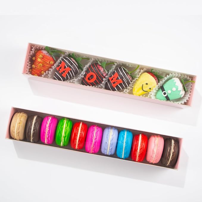 20Pack 12x2¼"x2 Inch Strawberry Boxes Macaron boxes Chocolate Truffle Boxes Cookies boxes Bakery Boxes with Full Clear Window Mini Cupcakes Boxes