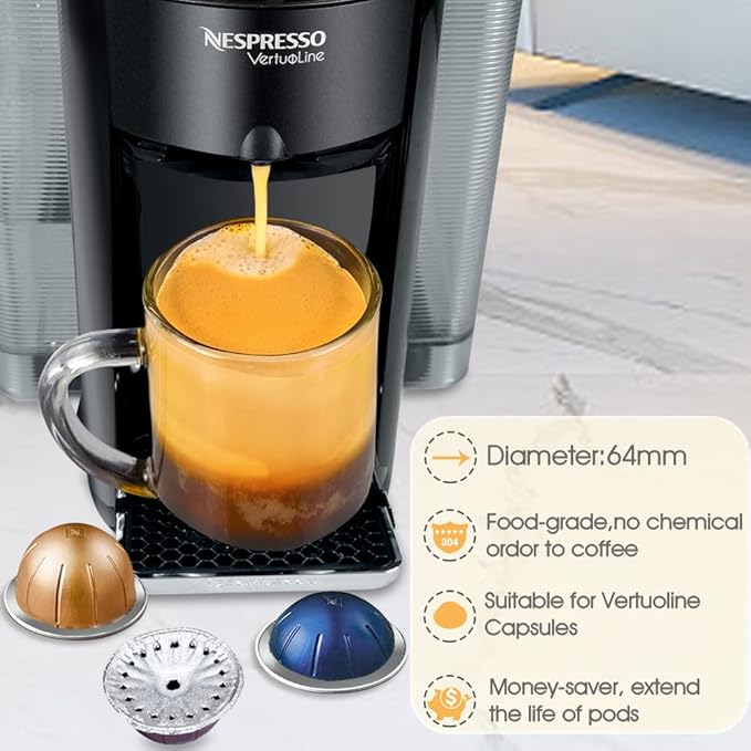 CAPMESSO Aluminum Foils Lids to Reuse Vertuoline Capsules Coffee Pods Compatible with Nespresso VertuoLine Machine 64mm(200/package)