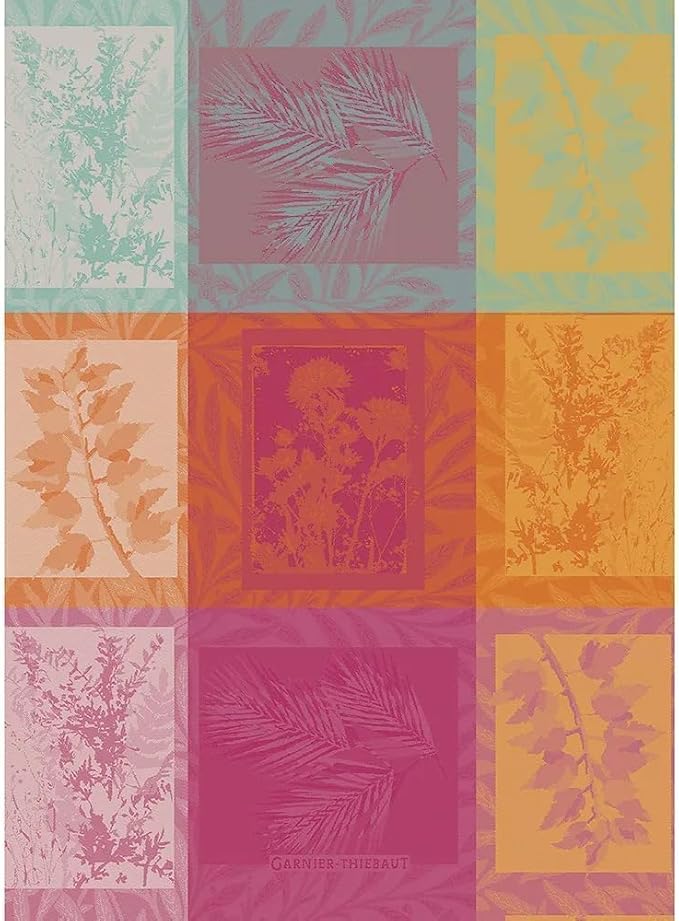 Garnier Thiebaut Mille Vegetaux Arc En Ciel (A Thousand Rainbow Plants) French Kitchen Towel 22"x30", Cotton, Jacquard