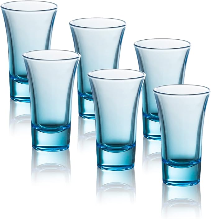 M&N HOME Ombre Blue Shot Glass Set, 2 Oz Set of 6 Colored Shot shot glasses, Whiskey Glasses, Tequila Shot Glasses, Cocktail Glasses, Round Shot Glasses for Vodka, Spirits & Liquor (Gradient Blue)