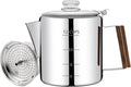 No Coating 12 Cup Percolator Coffee Pot 304 Stainless Steel Moka Pot Stovetop Espresso Maker Italian Greca Cuban Machine 2200ml 74.4oz Suitable for Gas Induction Stovetop Camping Kettle