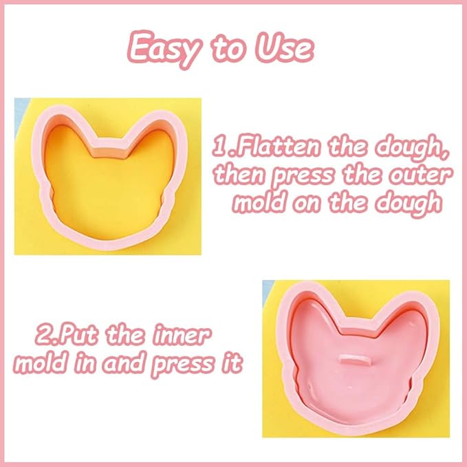 8 Dog Cookie Cutters Set, 3D Puppy Cookie Stamps, Cupcake Pancake Apple Pie Pastry Biscuit Molds, Cookie Baking Molds for Dog Party Decorations (Puppy-1)
