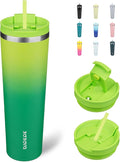 BJPKPK 34oz Tumbler With lid And Straw Stainless Steel Travel Coffee Mug Insulated Tumblers Cups,Bamboo Grove