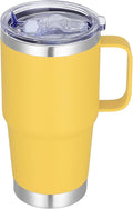 20 oz Stainless Steel Tumbler with Handle Metal Insulated Coffee Travel Mug with Handle Double Wall Tumbler Cup with Lid and Straw, Yellow 1 Pack
