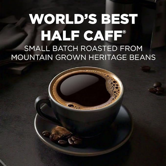 Maud's Half Caff Coffee Pods, 18 ct, Medium Roast Coffee in Recyclable Single Serve Pods – 100% Arabica Coffee, Compatible with Keurig K Cups Maker