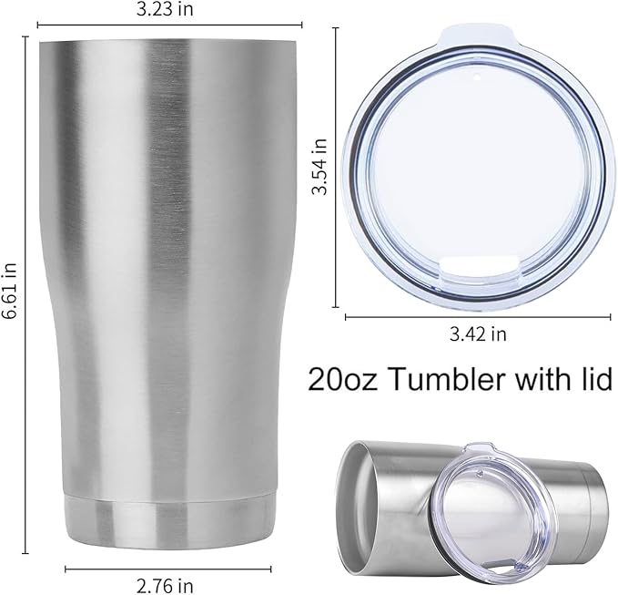 DOMICARE 20oz Tumbler with Lid Stainless Steel Tumblers Bulk, Double Wall Vacuum Insulated Coffee Travel Mug, 8 Pack Stainless Steel