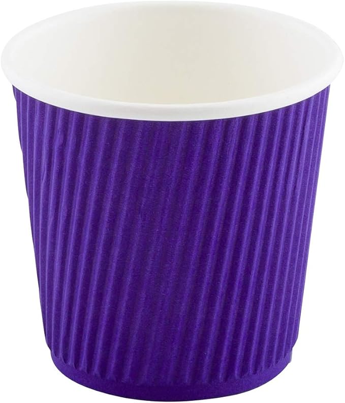Restaurantware-4 Ounce Ripple Insulated Coffee Cups, 500 Double Wall Corrugated Coffee Cups - Leakproof, Non-Slip, Royal Purple Paper Ribbed Coffee Cups, Recyclable, Matching Lids Sold Separately