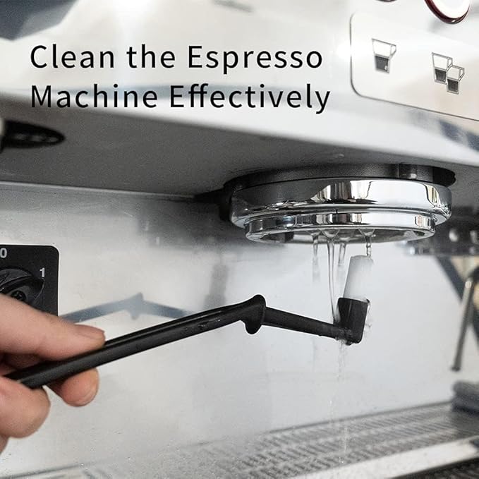 watchget Coffee Machine Cleaning Brush Set, 2 Pieces Espresso Cleaner Brushes with Spoon, Nylon Group Head Espresso Machine Cleaning Tool