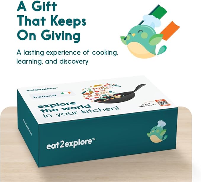 eat2explore Cooking Kits for Kids – Interactive & Educational Kids Cooking Sets Real for Ages 5 and Up,3 Recipe Cards & Global Ingredients – Fun Gift for Young Chefs (Ireland Edition)